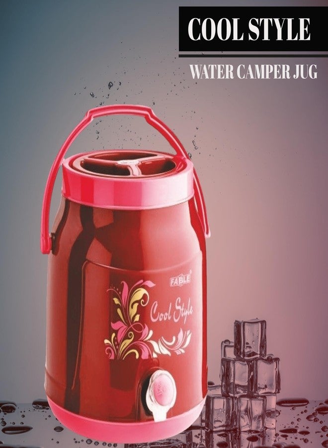Nabhya Cool Style Chilled Water Camper Dispenser Insulated Plastic Water Jug | Food Grade | Easy to Carry | BPA Free (6 Litre, Maroon) - Image 2